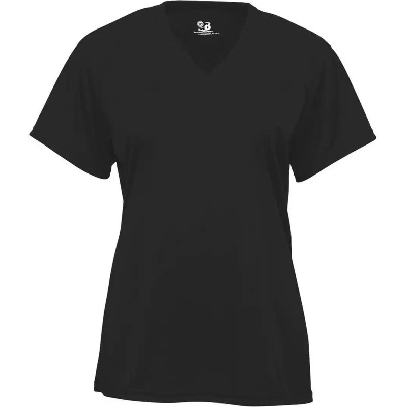 Badger Sport 4162 B-Core Ladies S/S V-Neck Tee – Black