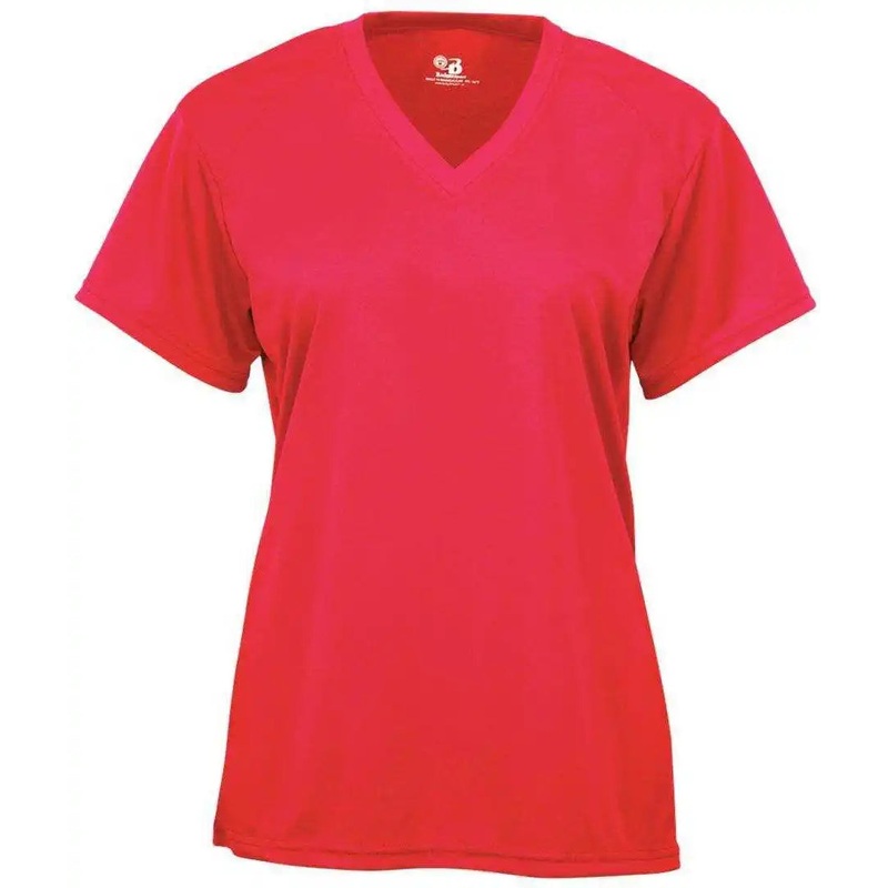 Badger Sport 4162 B-Core Ladies S/S V-Neck Tee – Hot Coral
