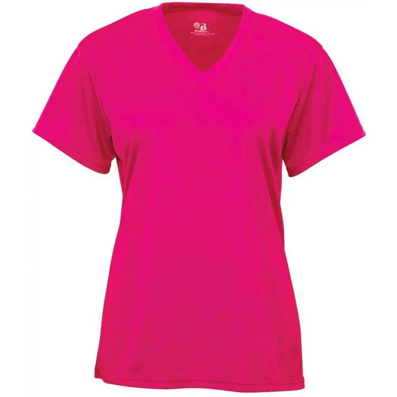 Badger Sport 4162 B-Core Ladies S/S V-Neck Tee – Hot Pink