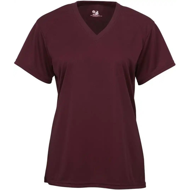 Badger Sport 4162 B-Core Ladies S/S V-Neck Tee – Maroon