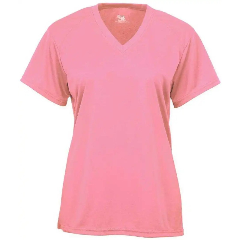 Badger Sport 4162 B-Core Ladies S/S V-Neck Tee – Pink