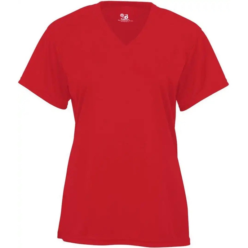 Badger Sport 4162 B-Core Ladies S/S V-Neck Tee – Red