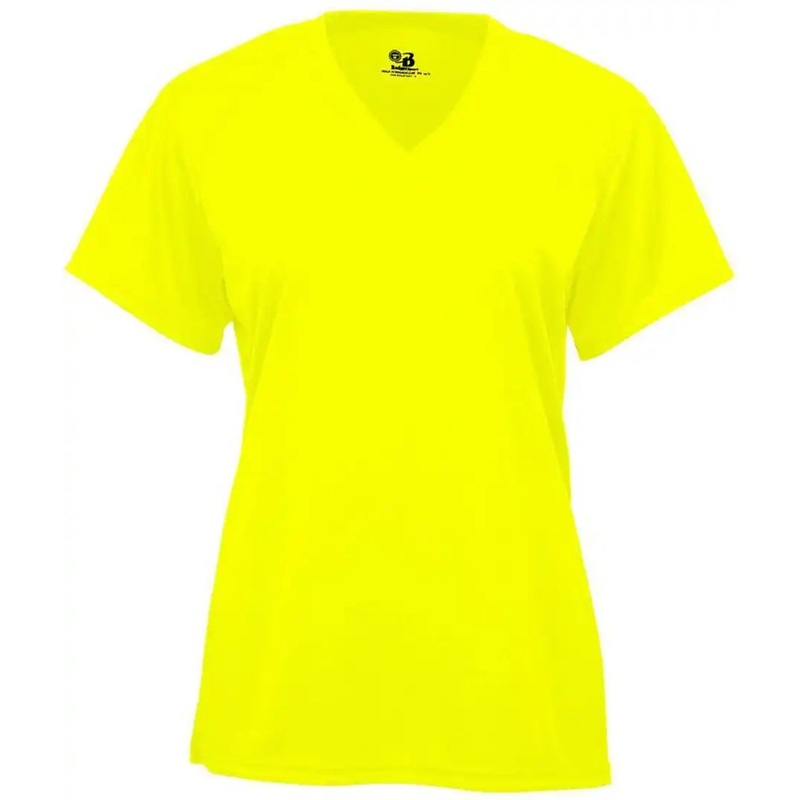 Badger Sport 4162 B-Core Ladies S/S V-Neck Tee – Safety Yellow Green