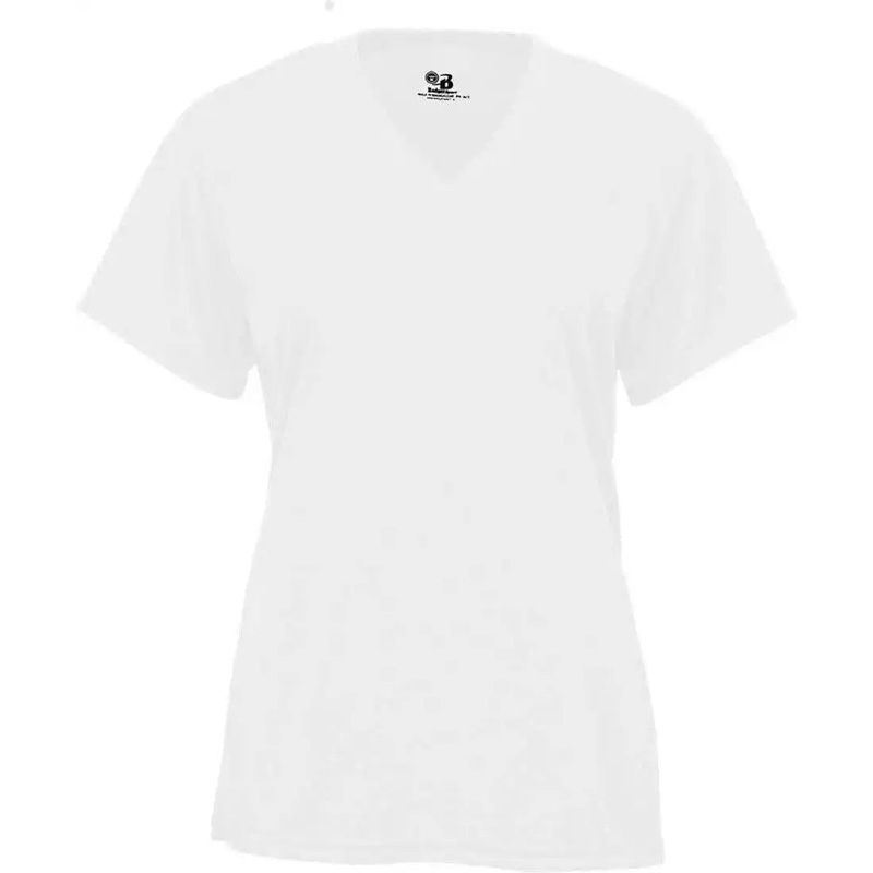 Badger Sport 4162 B-Core Ladies S/S V-Neck Tee – White