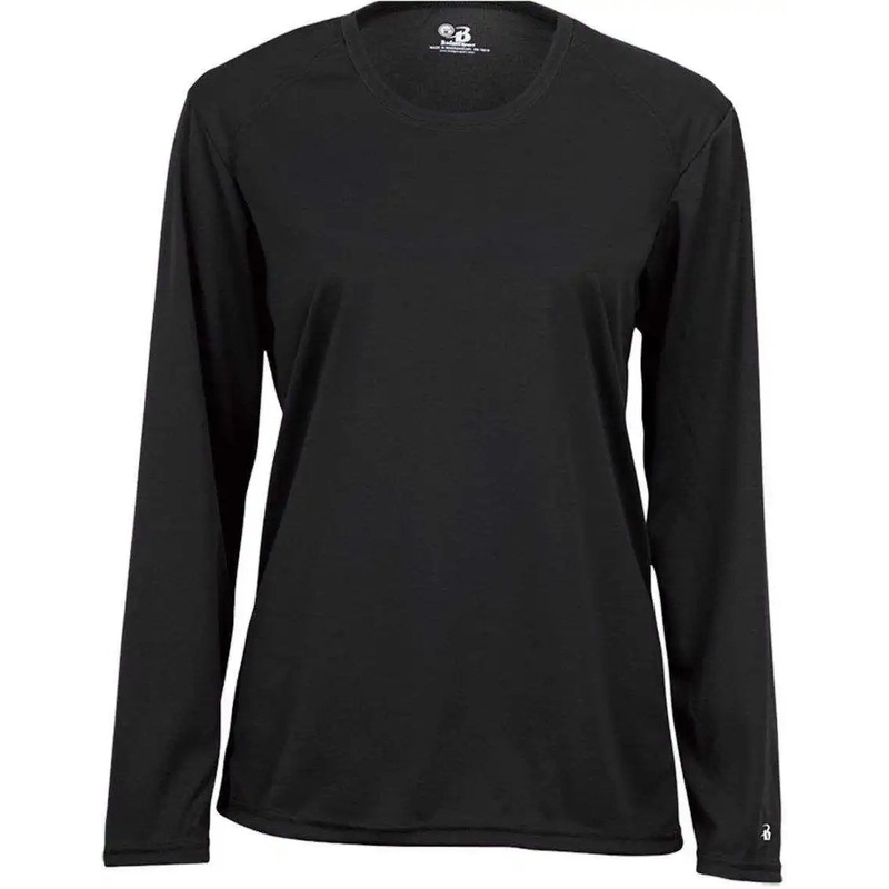 Badger Sport 4164 Ladies B-Core Long Sleeve Tee – Black