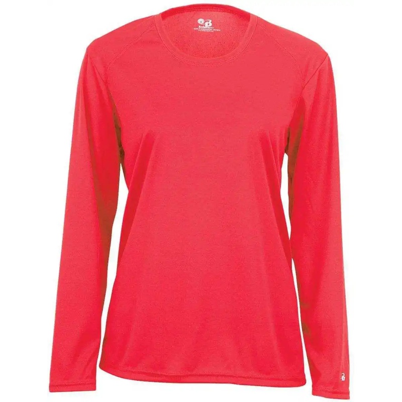 Badger Sport 4164 Ladies B-Core Long Sleeve Tee – Hot Coral