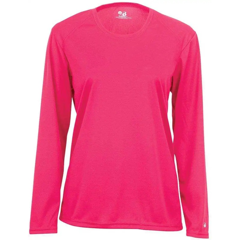Badger Sport 4164 Ladies B-Core Long Sleeve Tee – Hot Pink