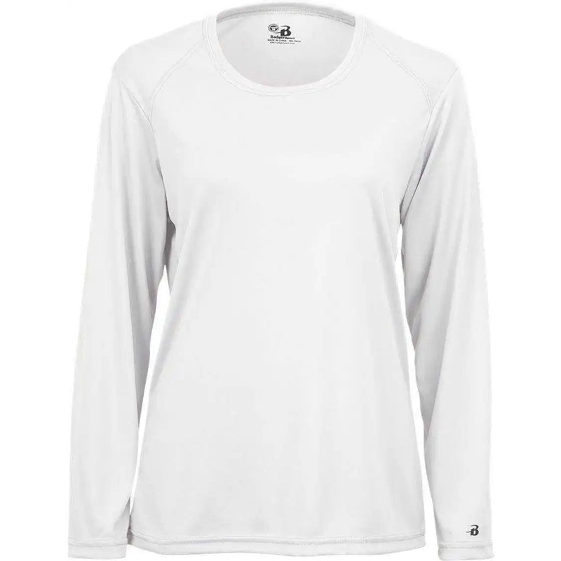Badger Sport 4164 Ladies B-Core Long Sleeve Tee – White