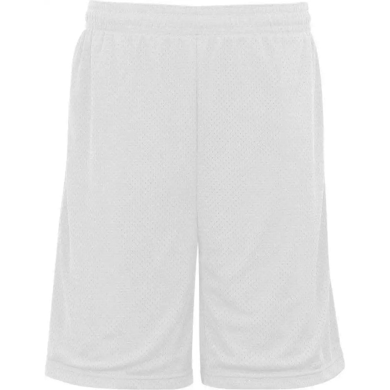 Badger Sport 7219 Pocketed Mesh Short – White