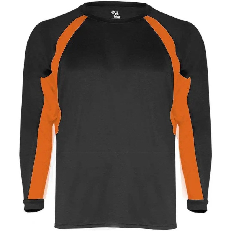 Badger Sport 4154 Hook Long Sleeve Tee – Black Orange
