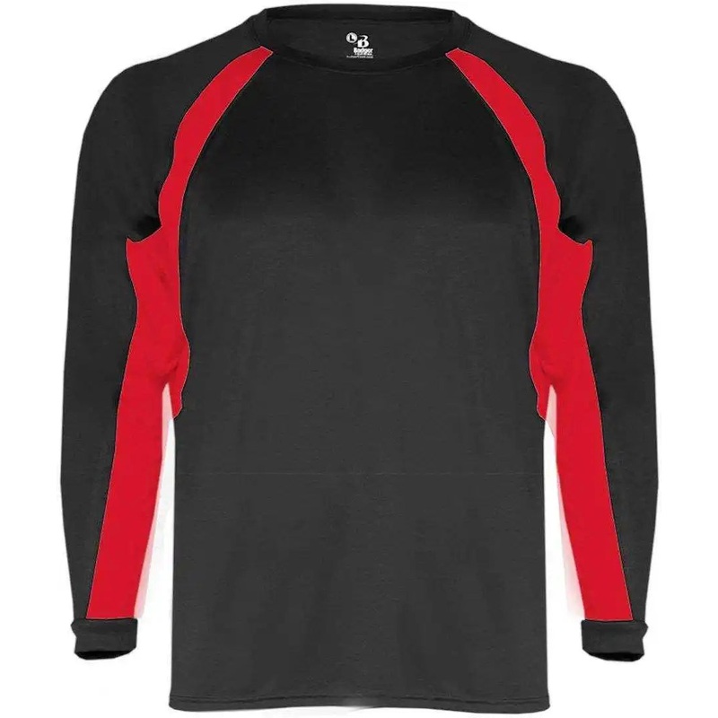 Badger Sport 4154 Hook Long Sleeve Tee – Black Red