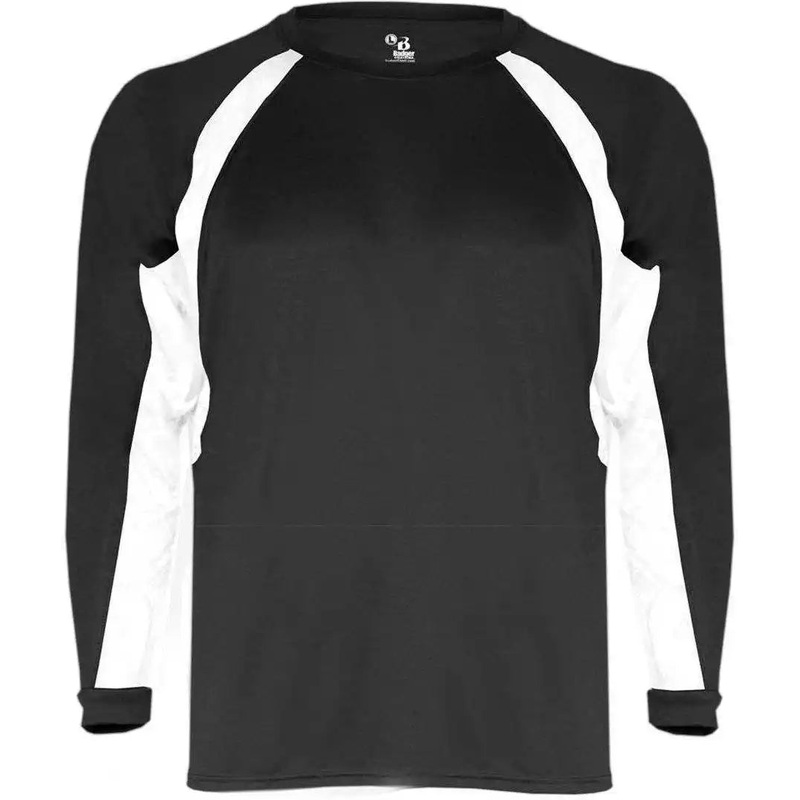 Badger Sport 4154 Hook Long Sleeve Tee – Black White