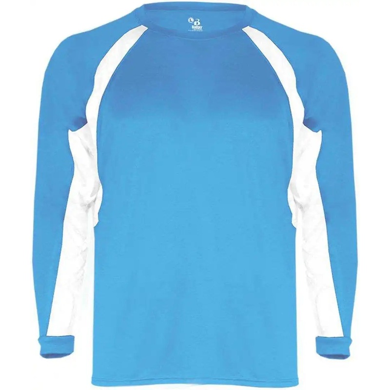 Badger Sport 4154 Hook Long Sleeve Tee – Columbia Blue White