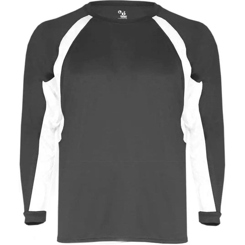 Badger Sport 4154 Hook Long Sleeve Tee – Dark Gray White