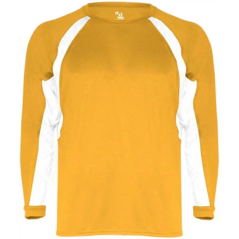 Badger Sport 4154 Hook Long Sleeve Tee – Gold White