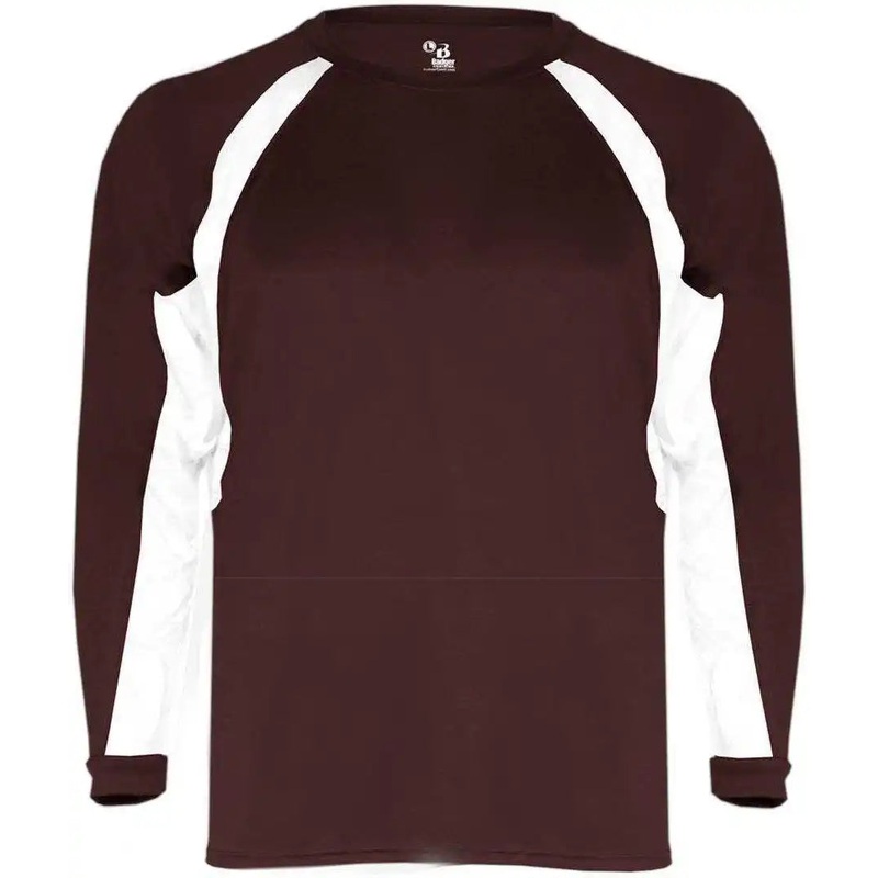 Badger Sport 4154 Hook Long Sleeve Tee – Maroon White