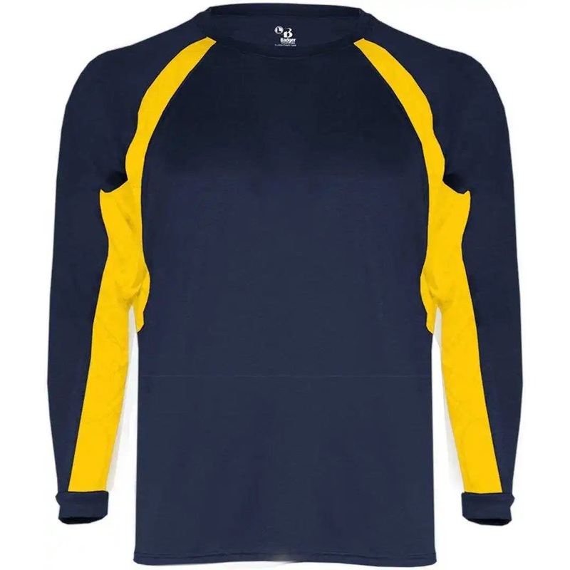 Badger Sport 4154 Hook Long Sleeve Tee – Navy Gold