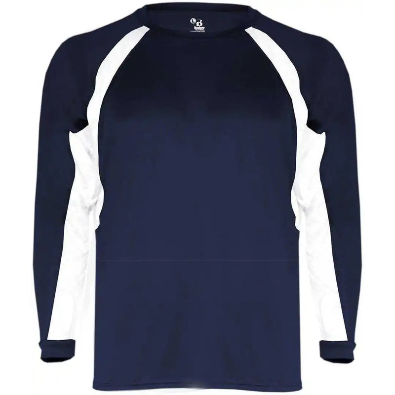 Badger Sport 4154 Hook Long Sleeve Tee – Navy White
