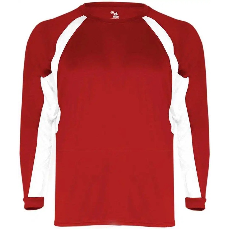 Badger Sport 4154 Hook Long Sleeve Tee – Red White
