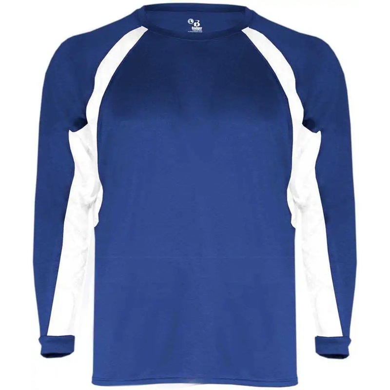 Badger Sport 4154 Hook Long Sleeve Tee – Royal White