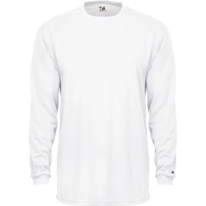 Badger Sport 2104 Youth B-Core Long Sleeve Tee – White