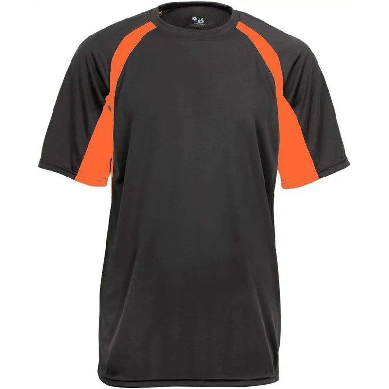 Badger Sport 2144 Youth Hook Tee – Graphite Safety Orange