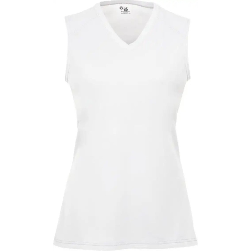 Badger Sport 2163 B-Core Girls Sleeveless Tee – White