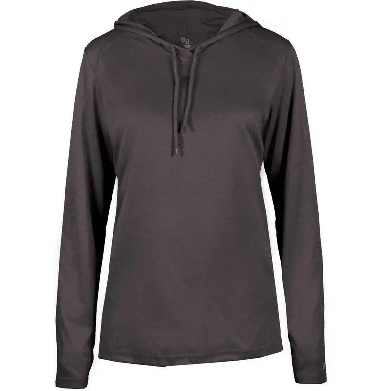 Badger Sport 4165 B-Core Long Sleeve Ladies Hoodie Tee – Graphite
