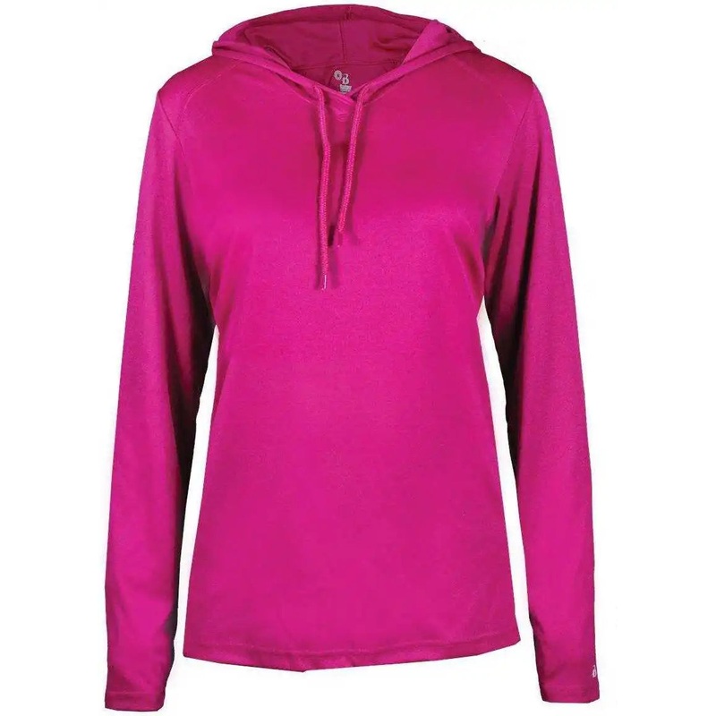 Badger Sport 4165 B-Core Long Sleeve Ladies Hoodie Tee – Hot Pink