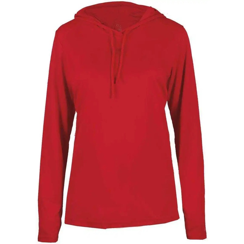 Badger Sport 4165 B-Core Long Sleeve Ladies Hoodie Tee – Red