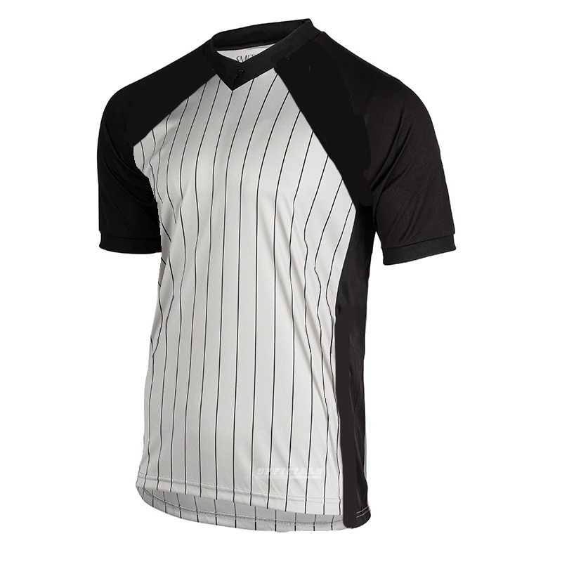 Smitty Grey Pin Stripe with Solid Black Shoulder Wrestling V-Neck