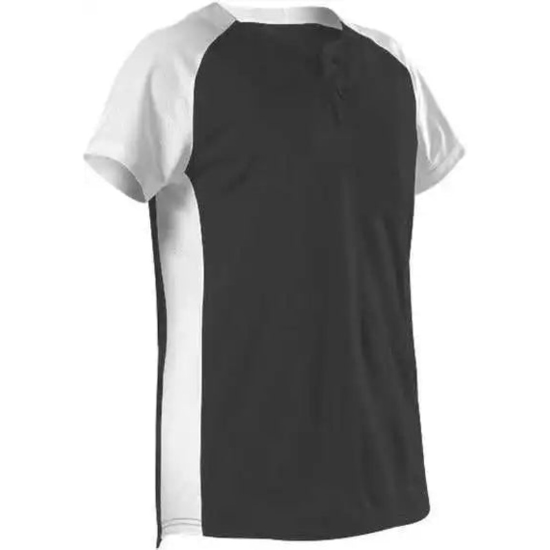 Alleson Athletic 522PDWG Girl’s Two Button Fastpitch Jersey – Black White