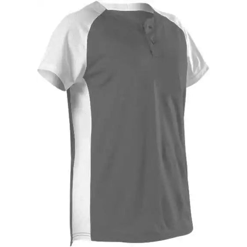Alleson Athletic 522PDWG Girl’s Two Button Fastpitch Jersey – Charcoal White
