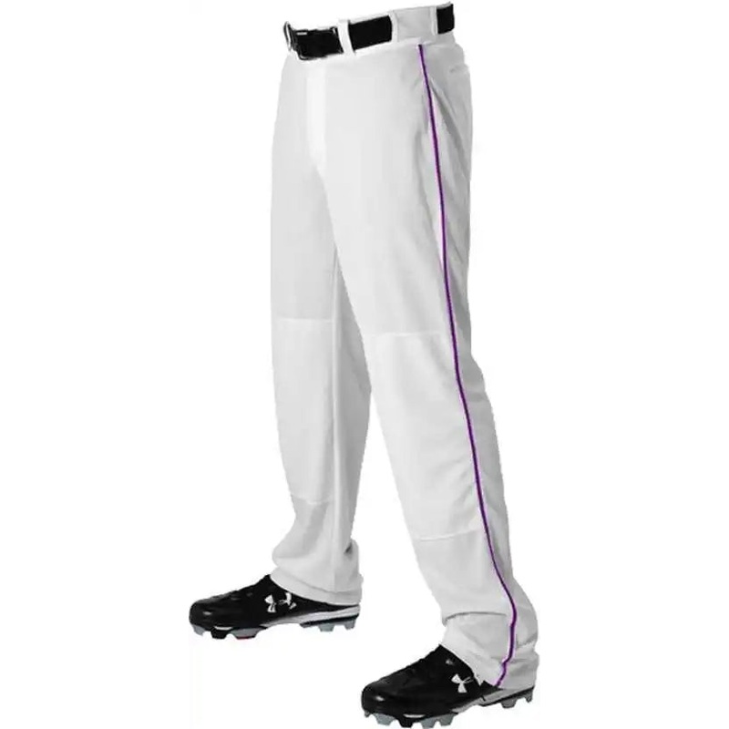 Alleson Athletic 605WLB Adult Baseball Pant with Braid – White Purple