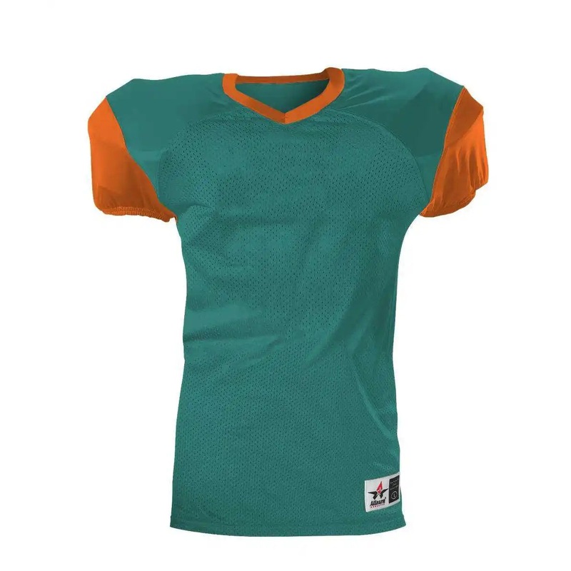 Alleson Athletic 751Y Youth Pro Game Football Jersey – Teal Orange