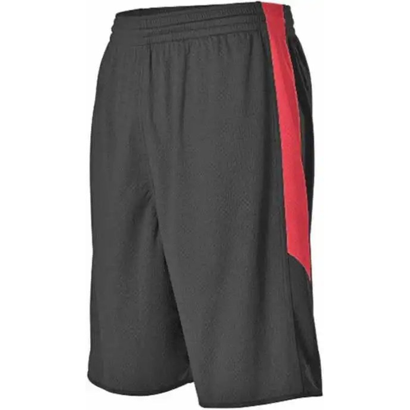 Alleson Athletic 589PSP Adult Single Ply Reversible Short – Black Scarlet