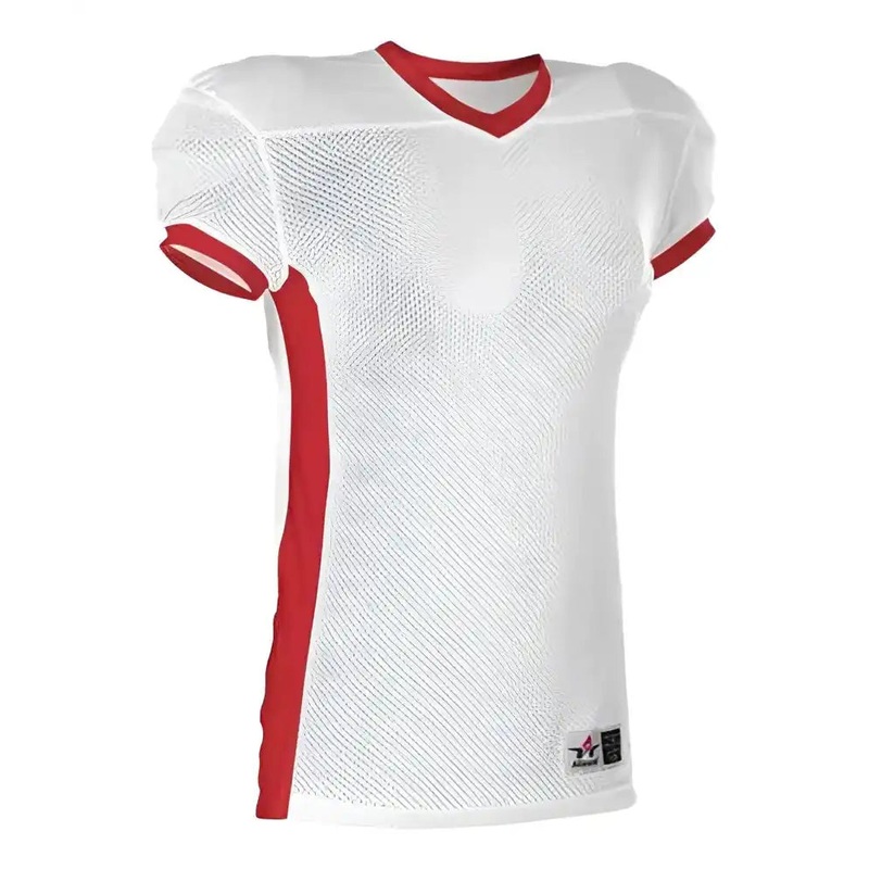 Alleson Athletic 750E Adult Football Jersey – White Scarlet