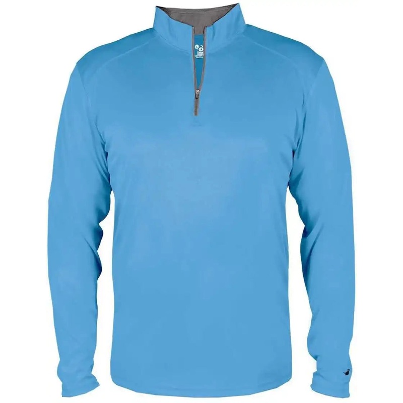 Badger Sport 2102 B-Core Youth 1/4 Zip – Columbia Blue Graphite
