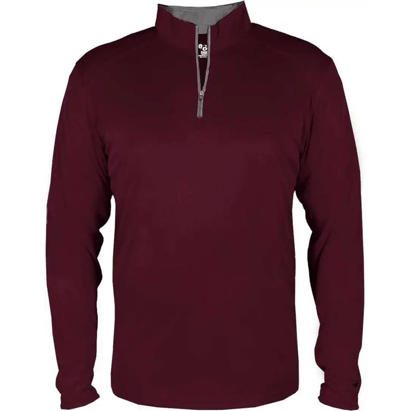 Badger Sport 2102 B-Core Youth 1/4 Zip – Maroon Graphite
