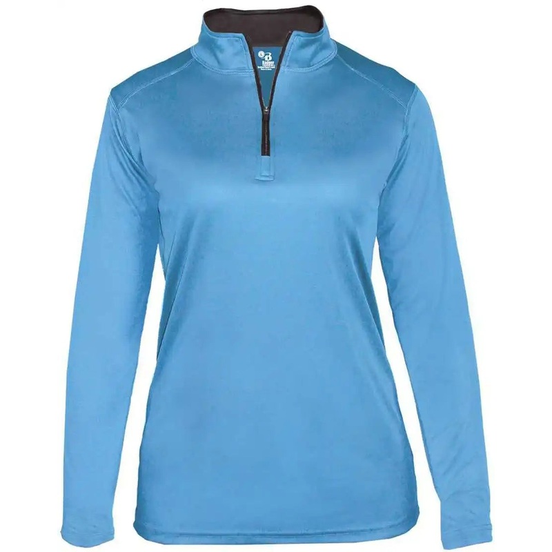 Badger Sport 4103 B-Core Ladies 1/4 Zip – Columbia Blue Graphite