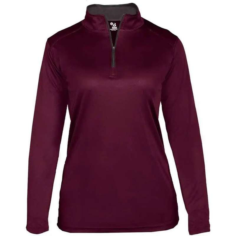 Badger Sport 4103 B-Core Ladies 1/4 Zip – Maroon Graphite