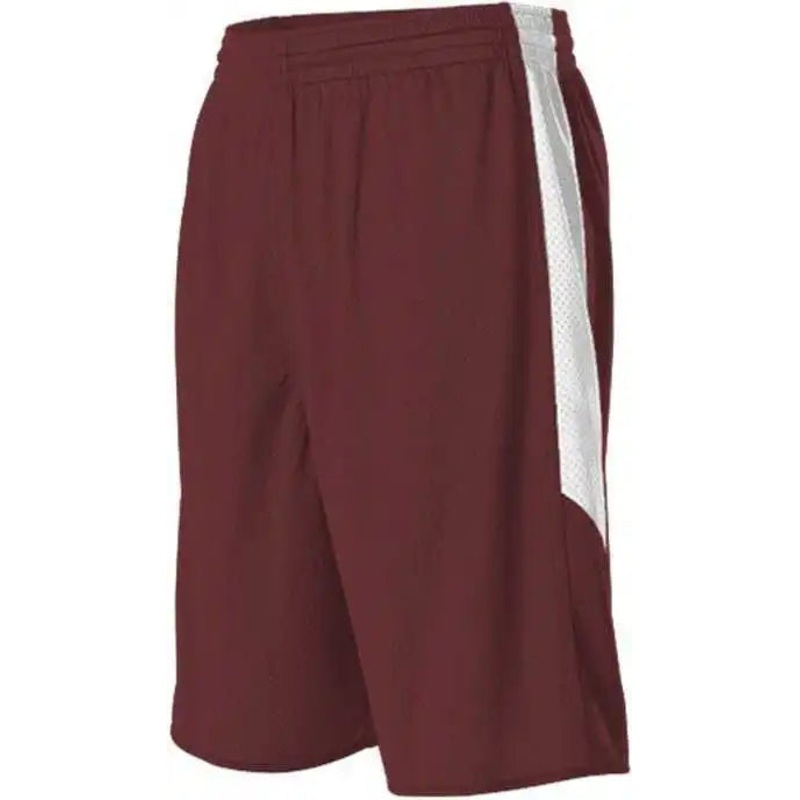 Alleson Athletic 589PSP Adult Single Ply Reversible Short – Maroon White
