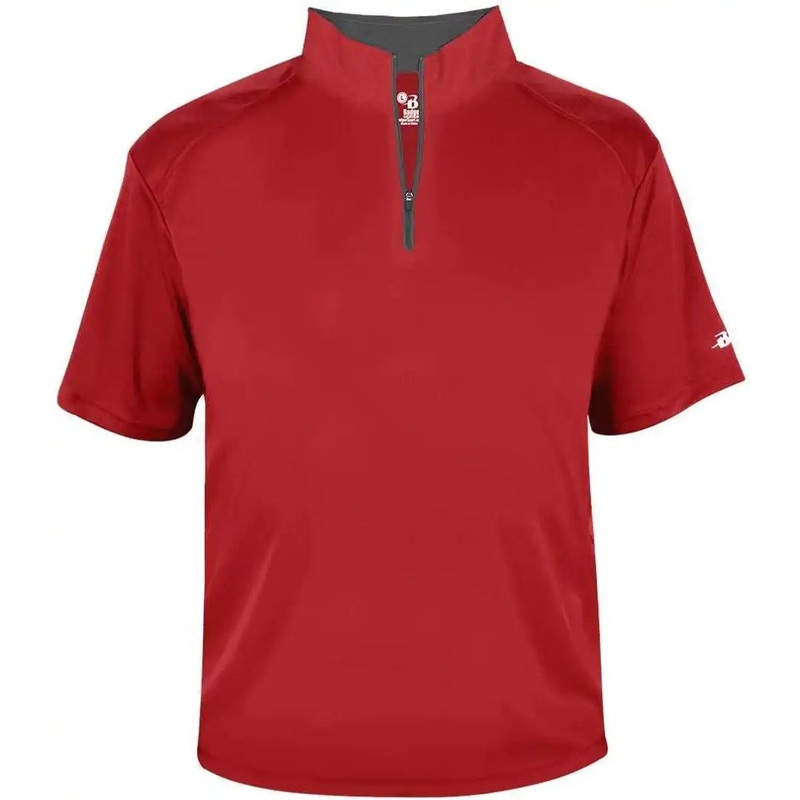 Badger Sport 4199 B-Core Short Sleeve 1/4 Zip – Red Graphite