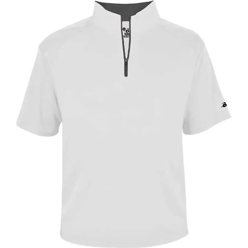 Badger Sport 4199 B-Core Short Sleeve 1/4 Zip – White Graphite