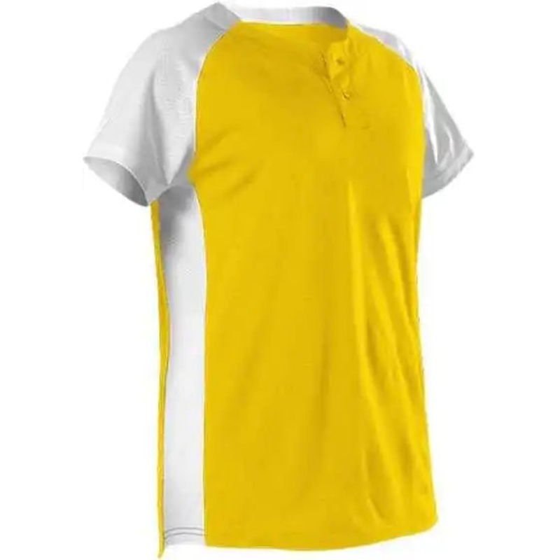 Alleson Athletic 522PDWG Girl’s Two Button Fastpitch Jersey – Light Gold White
