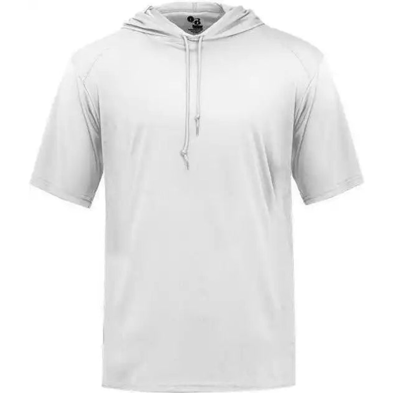 Badger Sport 4123 B-Core Short Sleeve Hoodie Tee – White