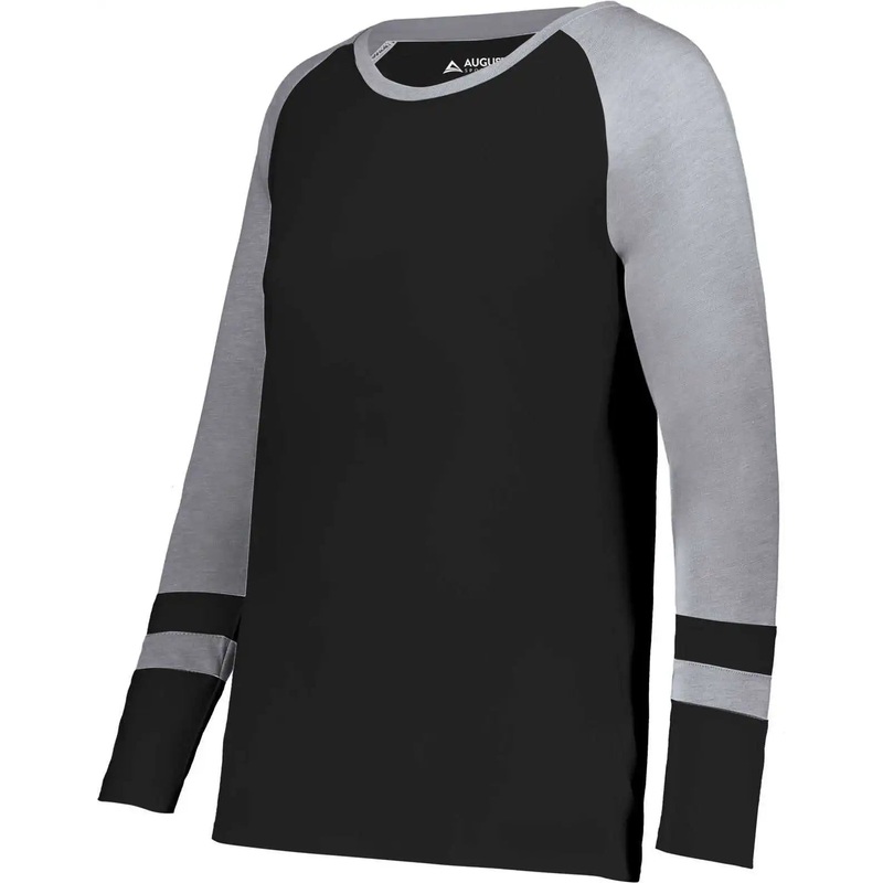 Augusta 2917 Ladies Fanatic 2.0 Long Sleeve Tee – Black Gray Heather