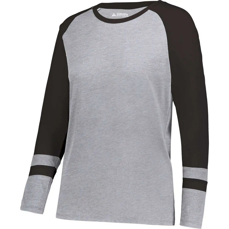 Augusta 2917 Ladies Fanatic 2.0 Long Sleeve Tee – Gray Heather Black