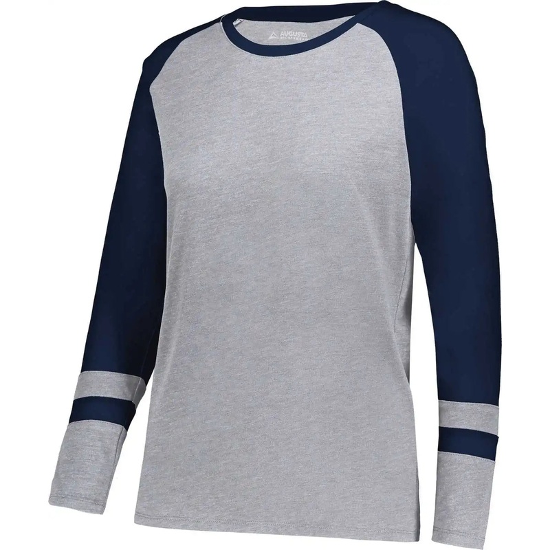 Augusta 2917 Ladies Fanatic 2.0 Long Sleeve Tee – Gray Heather Navy