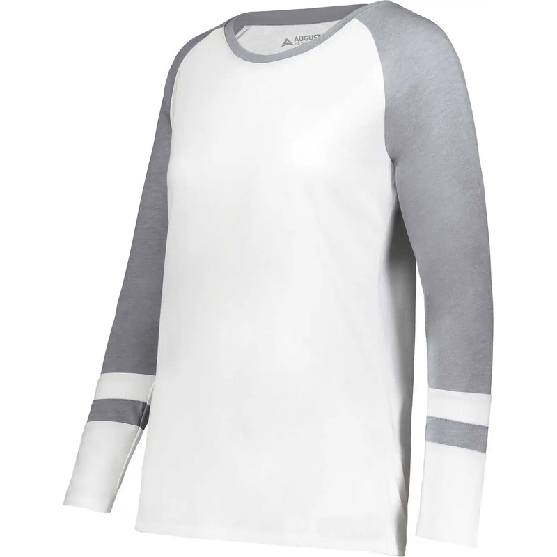 Augusta 2917 Ladies Fanatic 2.0 Long Sleeve Tee – White Gray Heather